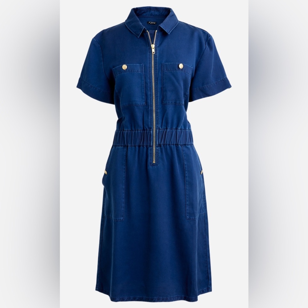 J. Crew Zip Front Knee Length Dress Blue Size 8